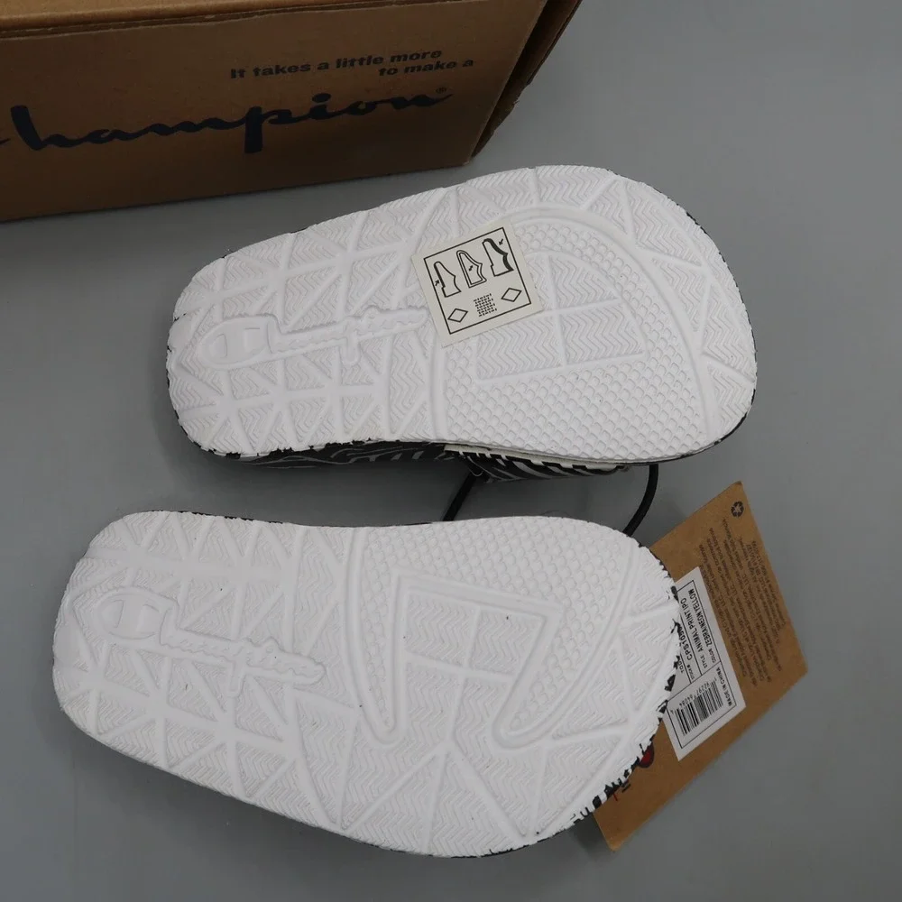 Champion Animal Print IPO Slides Zebra Neon Yellow CPS10501T Toddler Size 4